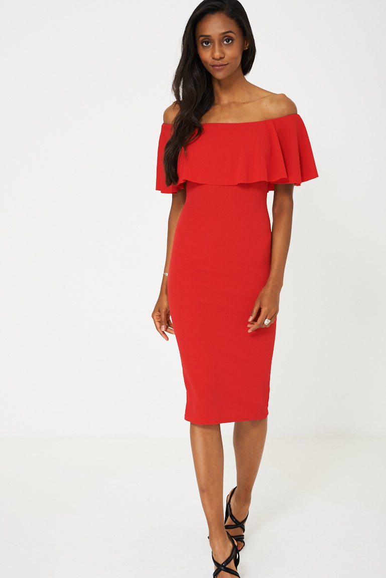 Red Bardot Bodycon Dress – Wholesalers-online